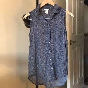 Sheer H&M sleeveless polka dot blouse